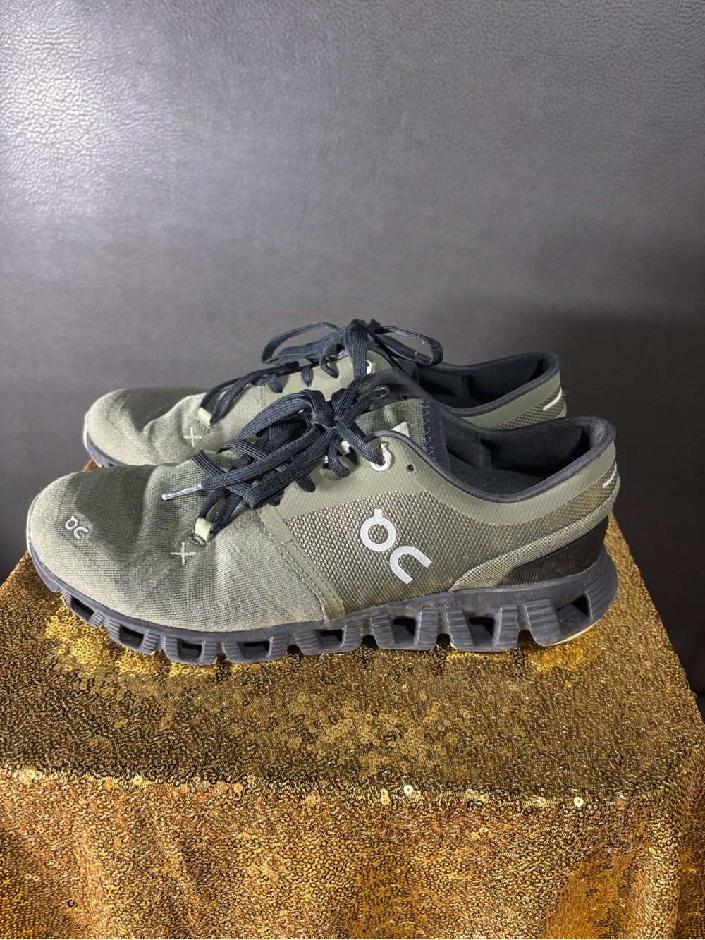 On Cloud X Running Shoes Olive Green Black Athletic Sneakers Men US 7 EU 40 - Picture 6 of 7